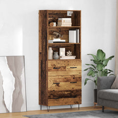 Highboard 69.5x34x180 cm Engineered Wood 3 Drawers Old wood