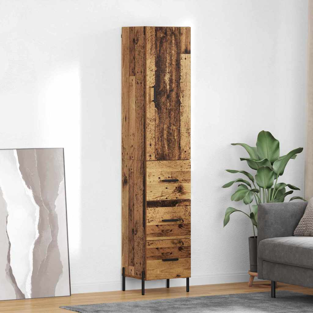 Highboard 34.5x34x180 cm Engineered Wood 3 Drawers Old wood