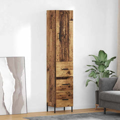 Highboard 34.5x34x180 cm Engineered Wood 3 Drawers Old wood