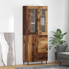 Highboard 69.5x34x180 cm Engineered Wood 1 Door 3 Drawers Old wood