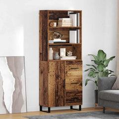 Highboard 69.5x34x180 cm Engineered Wood 1 Door 3 Drawers Old wood
