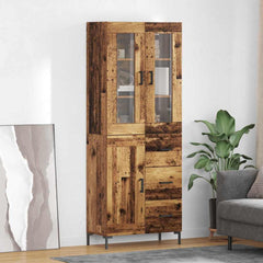 Highboard 69.5x34x180 cm Engineered Wood 1 Wood Door 3 Drawers Old wood