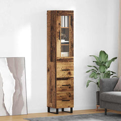 Highboard 34.5x34x180 cm Engineered Wood 3 Drawers Old wood