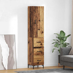 Highboard 34.5x34x180 cm Engineered Wood 3 Drawers Old wood