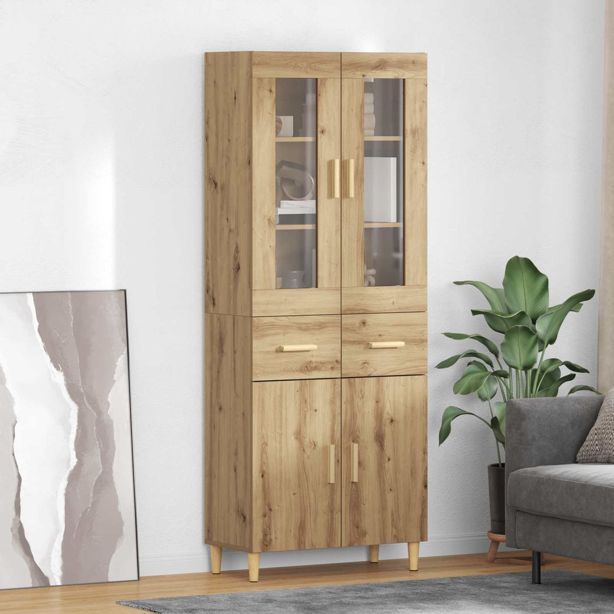 Highboard 69.5 x 34 x 180 cm Engineered Wood Artisan oak
