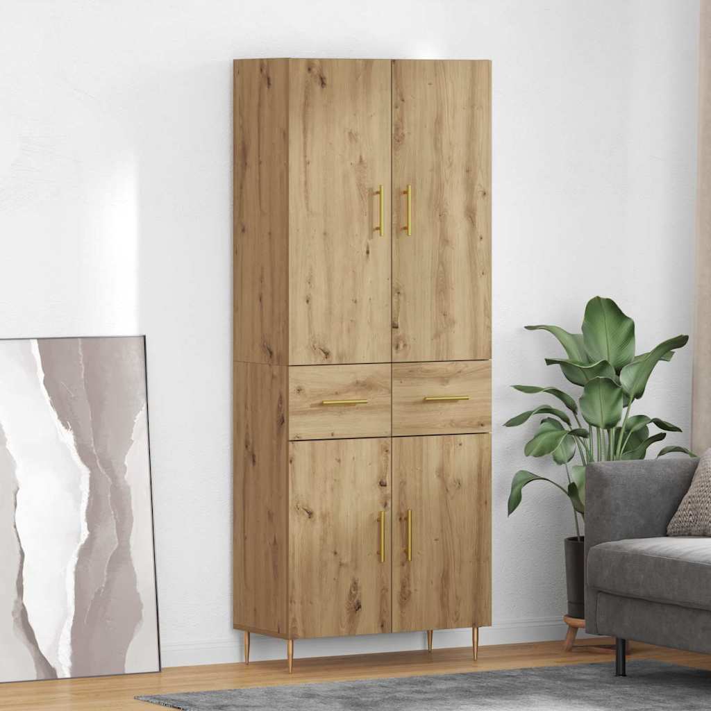 Highboard 69.5x34x180 cm Engineered Wood 2 Doors 2 Drawers Artisan oak