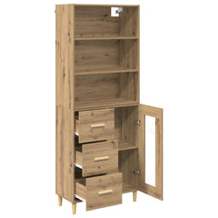 Highboard 69.5 x 32.5 x 180 cm Engineered Wood Artisan Oak 1 glass door 3 drawers