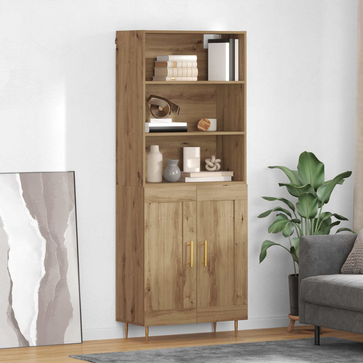 Highboard 69.5x34x180 cm Engineered Wood 2 Wood Doors Artisan oak