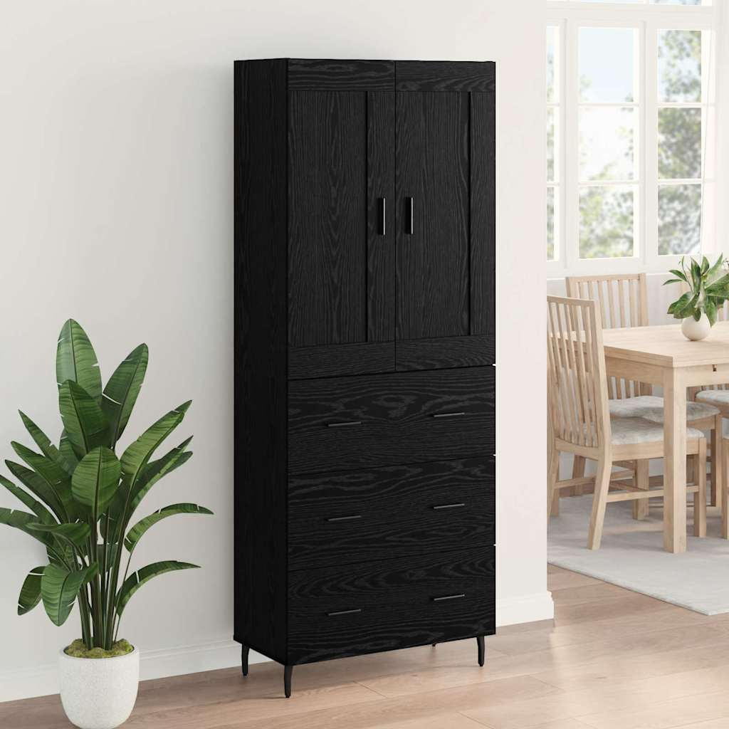 Highboard 69.5x34x180 cm Engineered Wood 3 Drawers Black oak