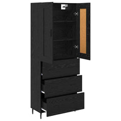 Highboard 69.5x34x180 cm Engineered Wood 3 Drawers Black oak