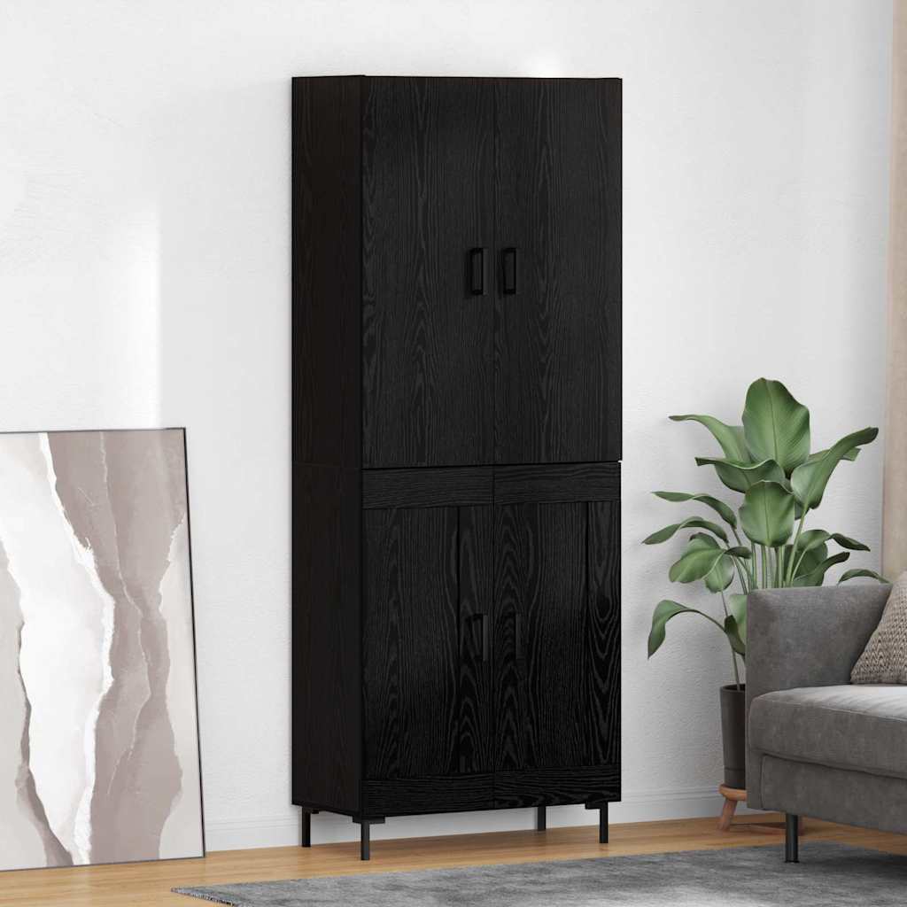 Highboard 69.5x34x180 cm Engineered Wood 2 Wood Doors Black oak