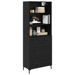 Highboard 69.5x34x180 cm Engineered Wood 3 Drawers Black oak