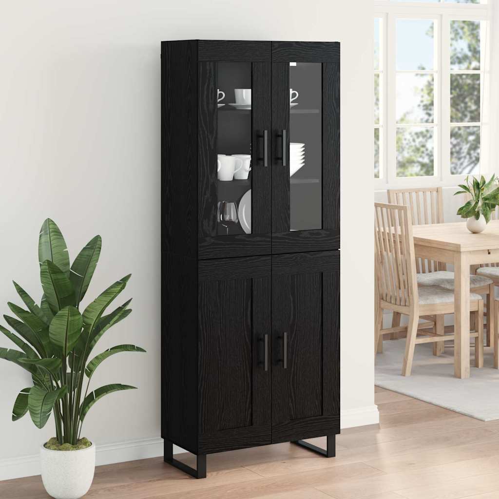 Highboard 69.5x34x180 cm Engineered Wood 2 Wood Doors Black oak