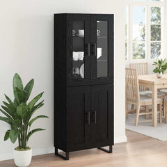 Highboard 69.5x34x180 cm Engineered Wood 2 Wood Doors Black oak