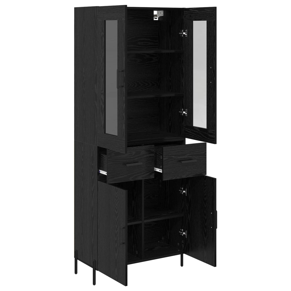 Highboard 69.5x34x180 cm Engineered Wood 2 Doors 2 Drawers Black oak