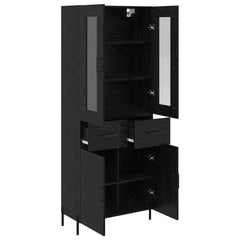 Highboard 69.5x34x180 cm Engineered Wood 2 Doors 2 Drawers Black oak