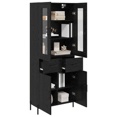 Highboard 69.5x34x180 cm Engineered Wood 2 Doors 2 Drawers Black oak