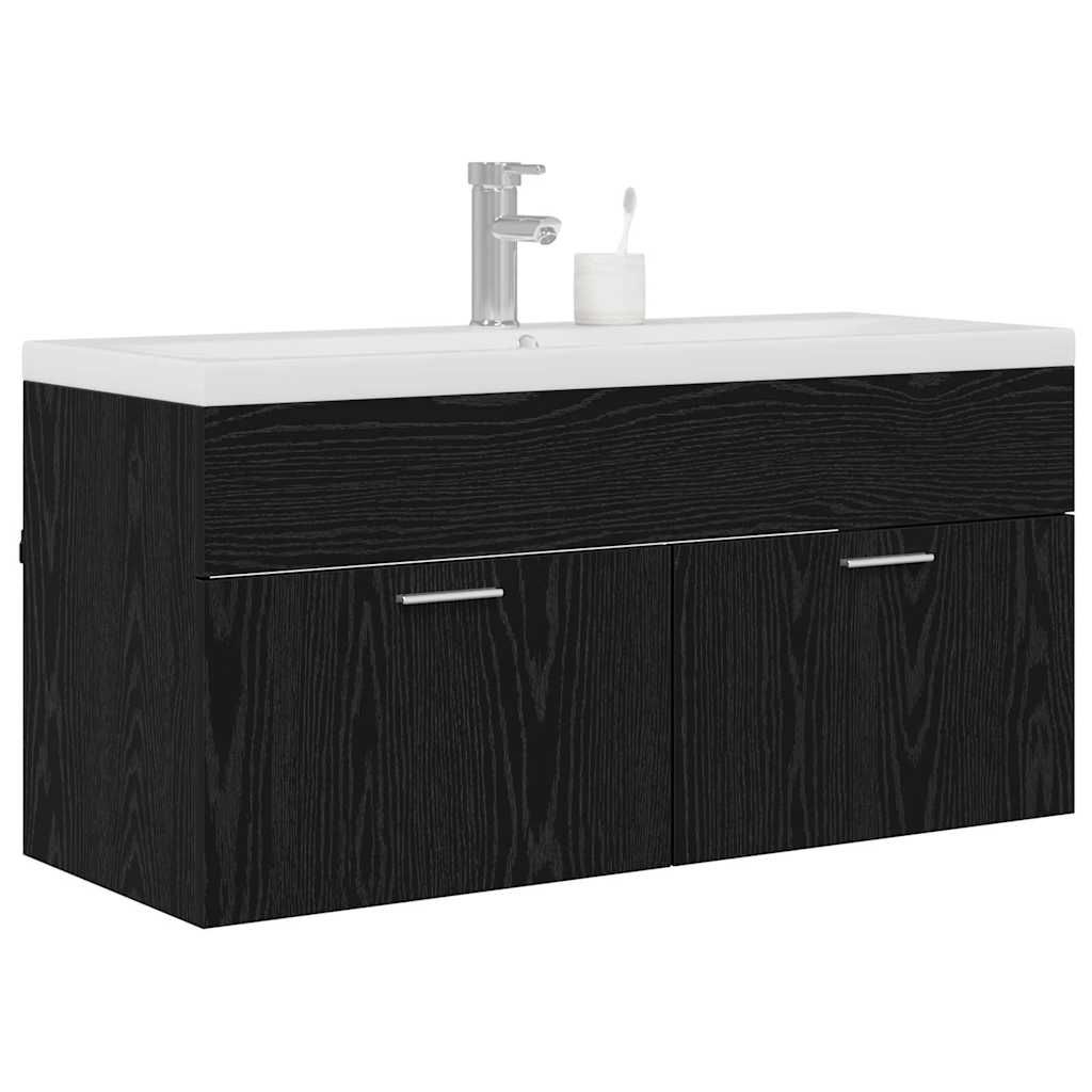 Bathroom Cabinet Black Oak 100 x 38.5 x 46 cm Engineered Wood 3