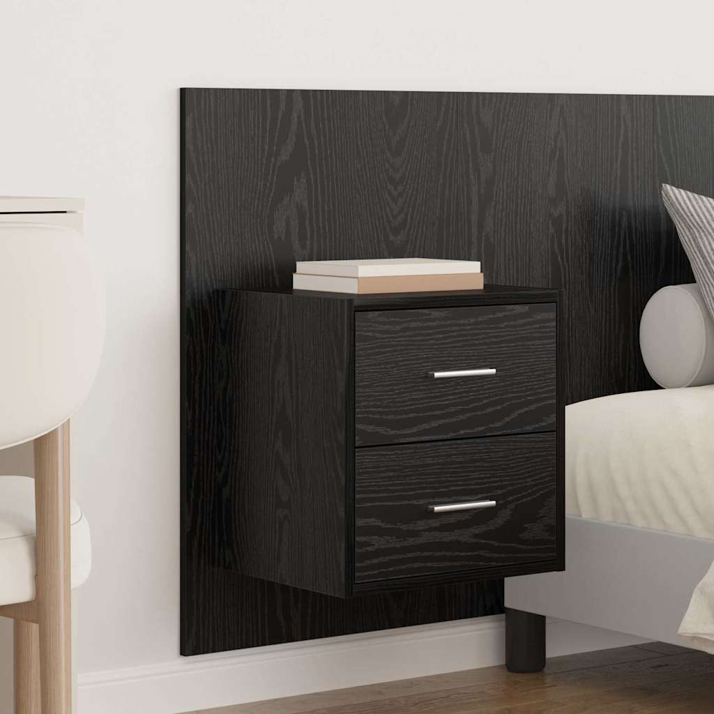 Bed Headboard with Cabinets Engineered Wood Two Drawers Black oak