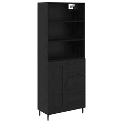 Highboard 69.5x34x180 cm Engineered Wood 1 Wood Door 3 Drawers Black oak