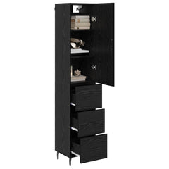 Highboard 34.5x34x180 cm Engineered Wood 3 Drawers Black oak