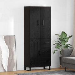 Highboard 69.5x34x180 cm Engineered Wood 1 Wood Door 3 Drawers Black oak