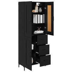 Highboard 69.5x34x180 cm Engineered Wood 1 Wood Door 3 Drawers Black oak
