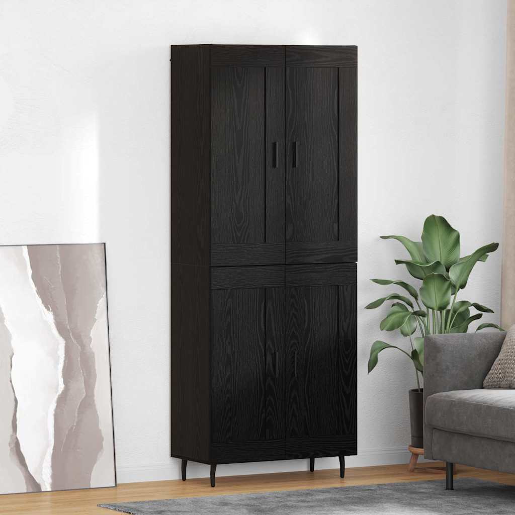 Highboard 69.5x34x180 cm Engineered Wood 2 Wood Doors Black oak