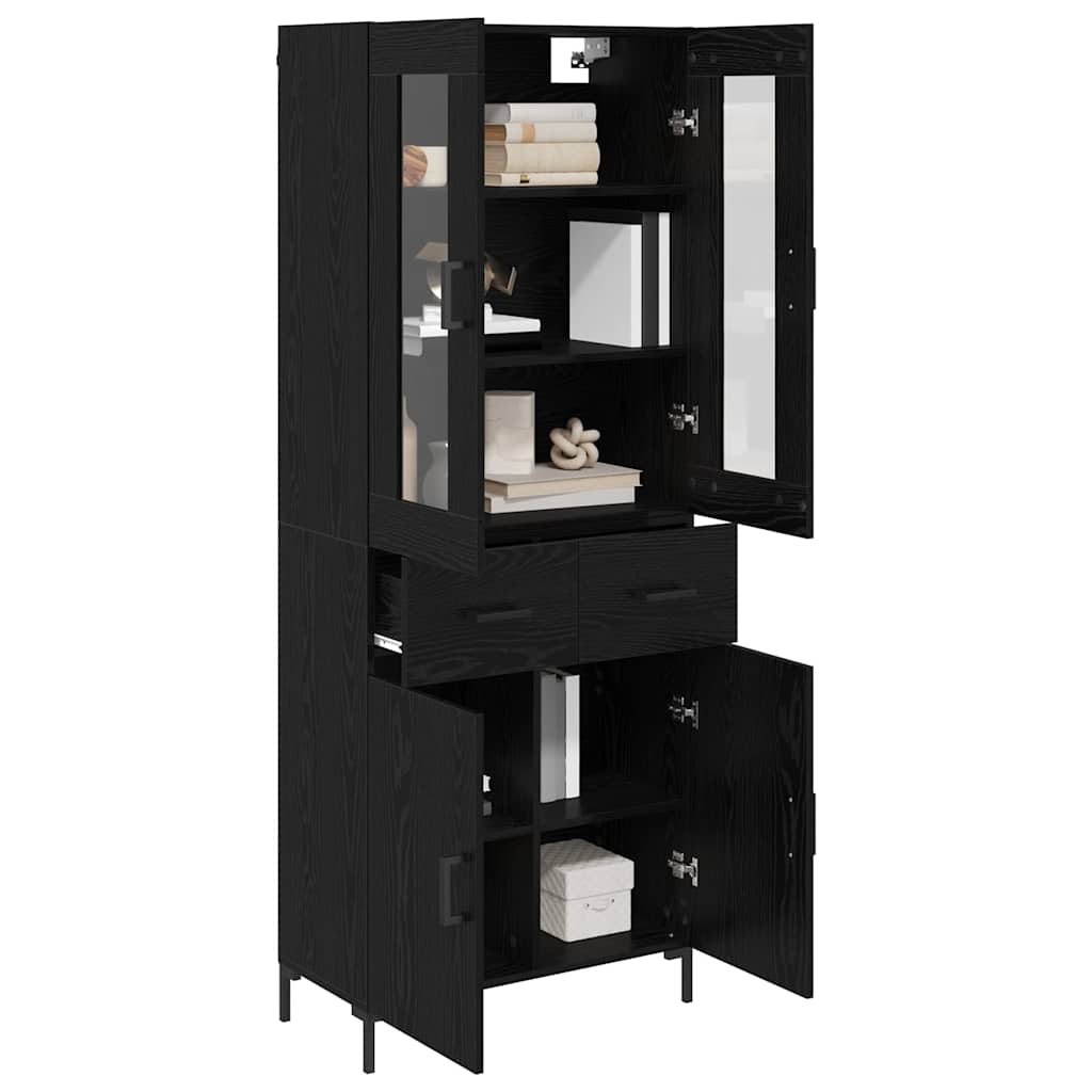 Highboard 69.5x34x180 cm Engineered Wood 2 Doors 2 Drawers Black oak
