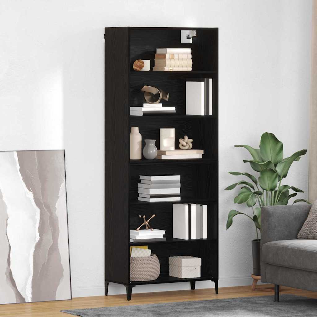 Highboard 69.5 x 34 x 180 cm Engineered Wood Black Oak 3 shelves