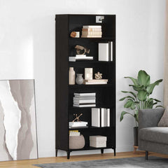 Highboard 69.5 x 34 x 180 cm Engineered Wood Black Oak 3 shelves
