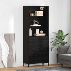 Highboard 69.5 x 34 x 180 cm Engineered Wood Black Oak 3 drawers
