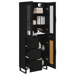 Highboard 69.5x34x180 cm Engineered Wood 1 Wood Door 3 Drawers Black oak
