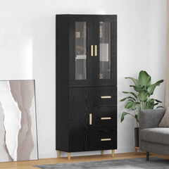 Highboard 34.5 x 34 x 180 cm Engineered Wood Black oak