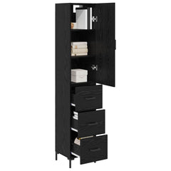Highboard 34.5x34x180 cm Engineered Wood 3 Drawers Black oak