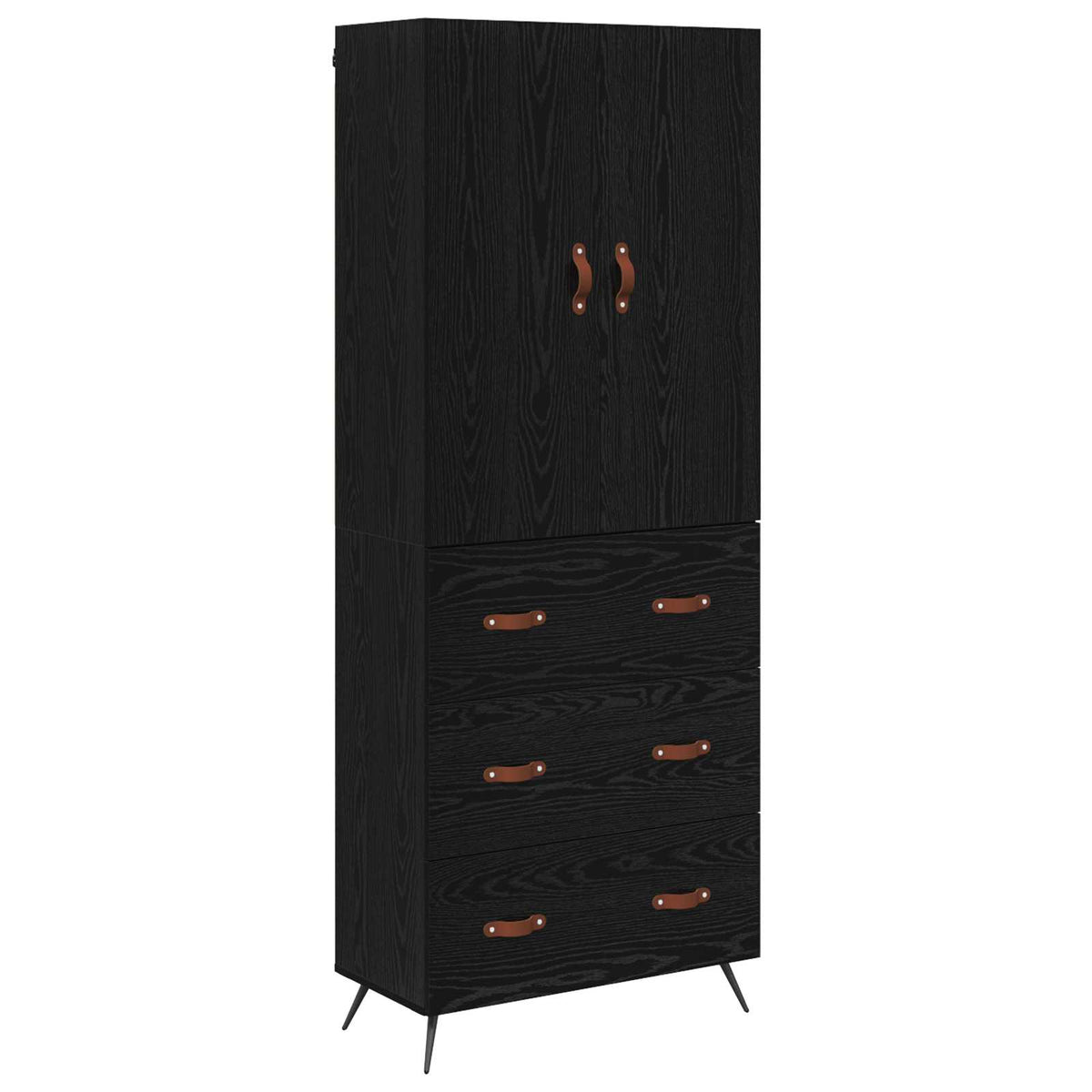 Highboard 69.5x34x180 cm Engineered Wood 3 Drawers Black oak