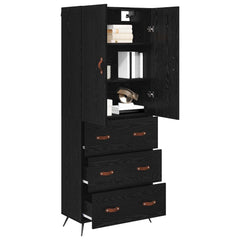 Highboard 69.5x34x180 cm Engineered Wood 3 Drawers Black oak