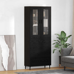 Highboard 69.5x34x180 cm Engineered Wood 3 Drawers Black oak