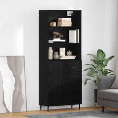 Highboard 69.5x34x180 cm Engineered Wood 1 Door 3 Drawers Black oak