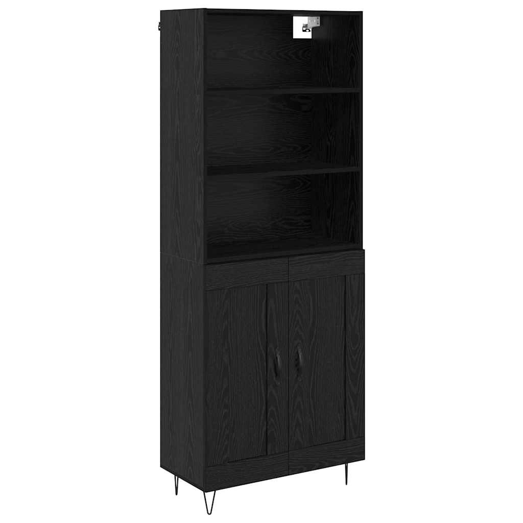 Highboard 69.5x34x180 cm Engineered Wood 2 Wood Doors Black oak