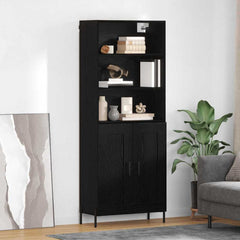 Highboard 69.5x34x180 cm Engineered Wood 2 Wood Doors Black oak