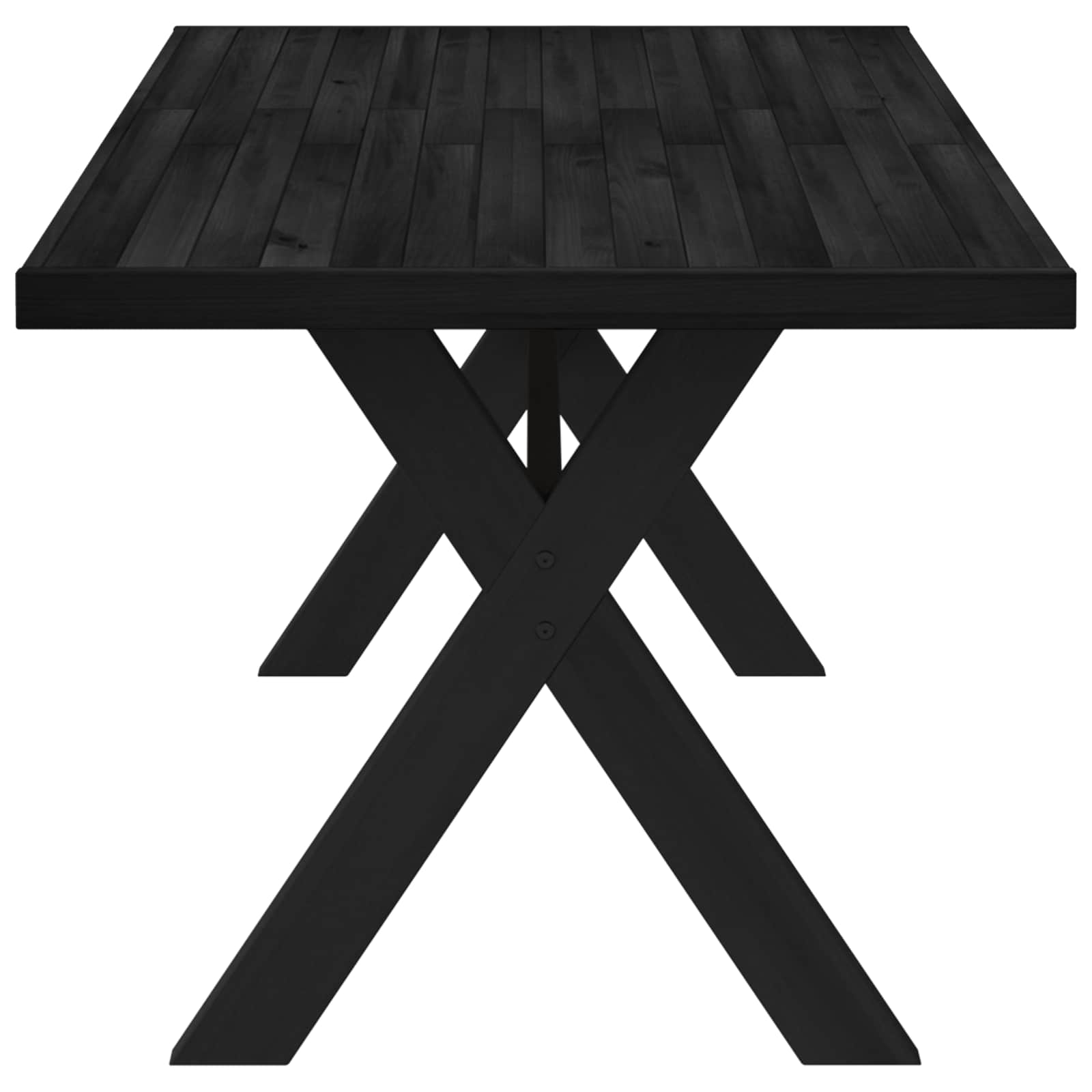vidaXL Dining Table NOAIN 160 cm Solid Pine Wood Black Rectangular 4