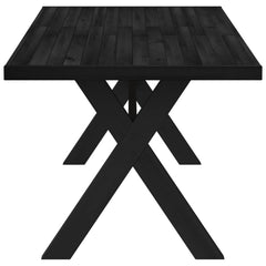 vidaXL Dining Table NOAIN 160 cm Solid Pine Wood Black Rectangular 4