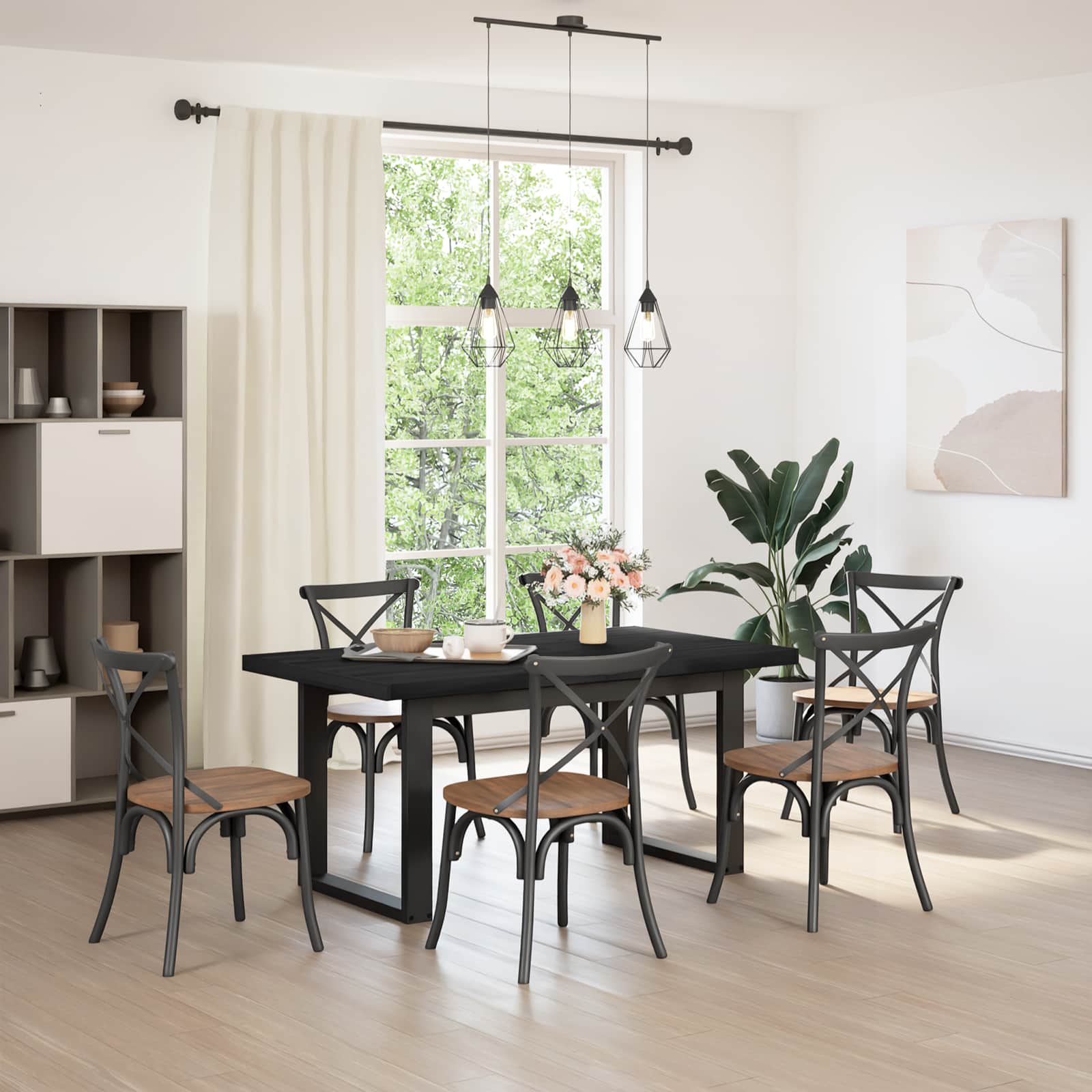 vidaXL Dining Table NOAIN 160 cm Solid Pine Wood Black Rectangular 1