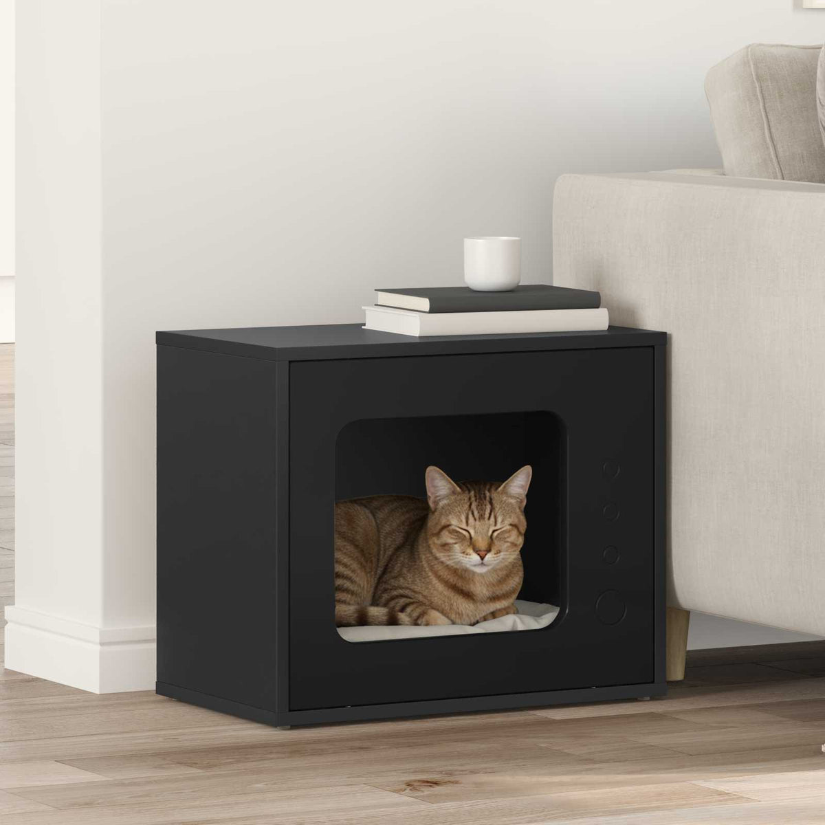 Cat House 51 x 30 x 42.5 cm Engineered Wood Black