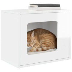 vidaXL Cat House Gloss White 51 x 30 x 42.5 cm Engineered Wood 3
