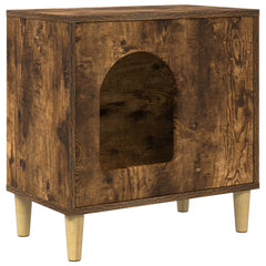 vidaXL Cat House Smoked Oak 51 x 30 x 52 cm Engineered Wood 2