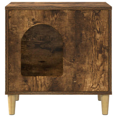 vidaXL Cat House Smoked Oak 51 x 30 x 52 cm Engineered Wood 5