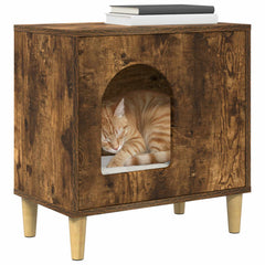 vidaXL Cat House Smoked Oak 51 x 30 x 52 cm Engineered Wood 3