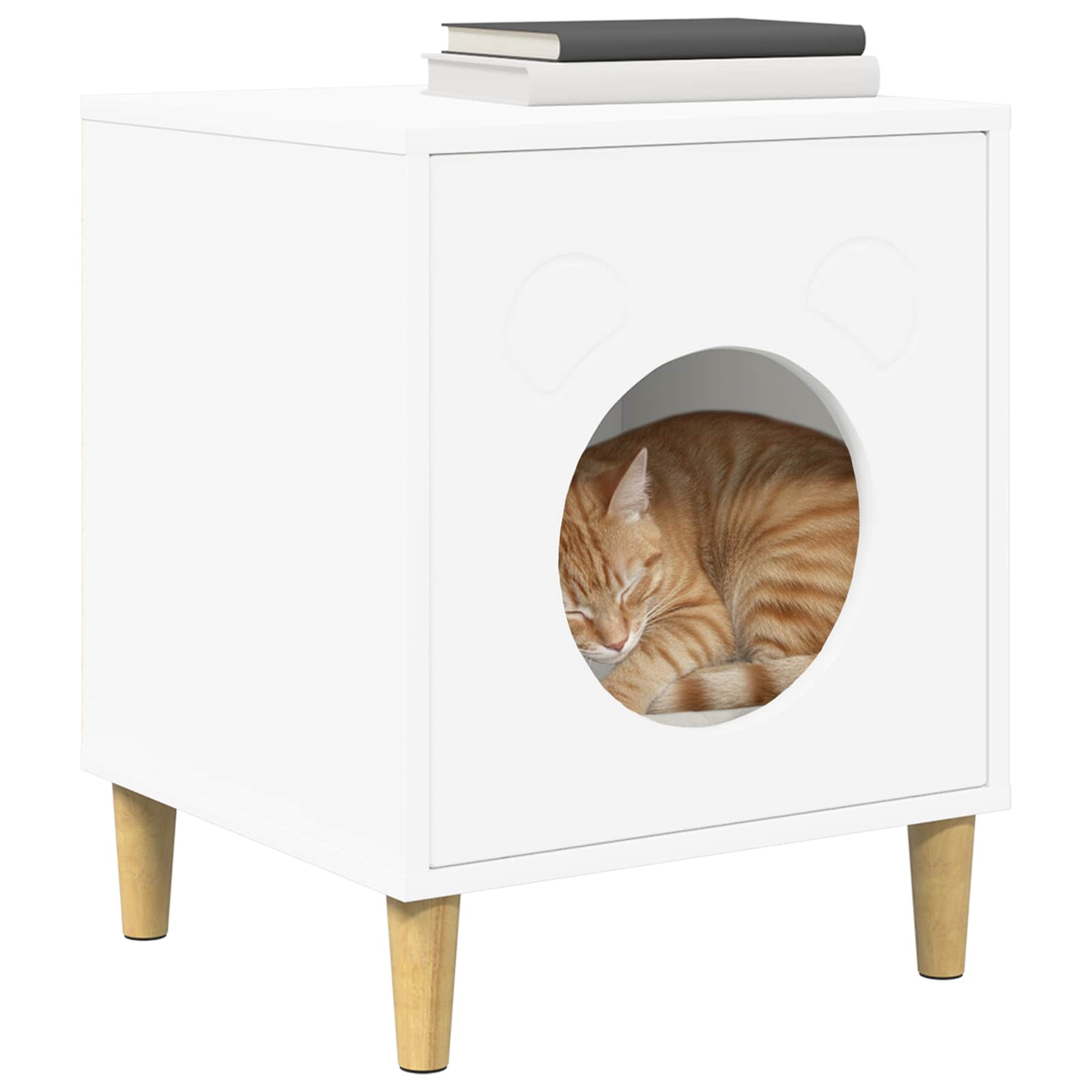 vidaXL Cat House White 42.5 x 40 x 53 cm Engineered Wood 3